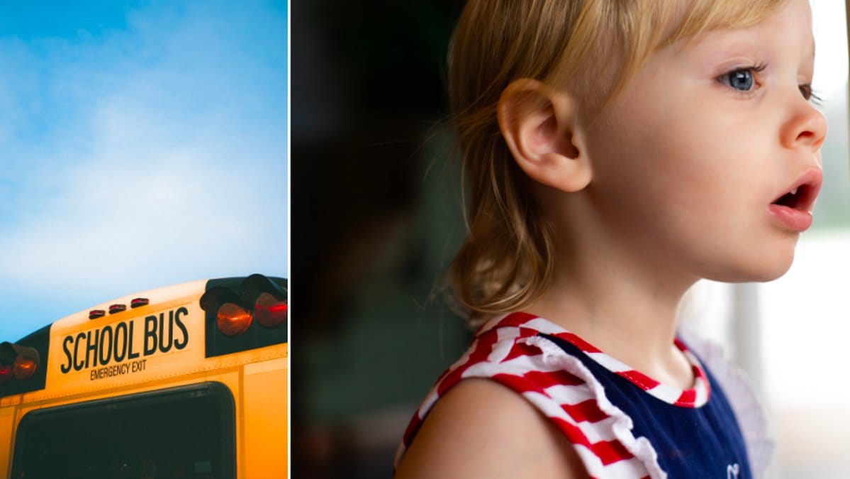 Tre år gammal flicka lämnades kvar på skolbuss. Flickan på bilden har ingenting med artikeln att göra.