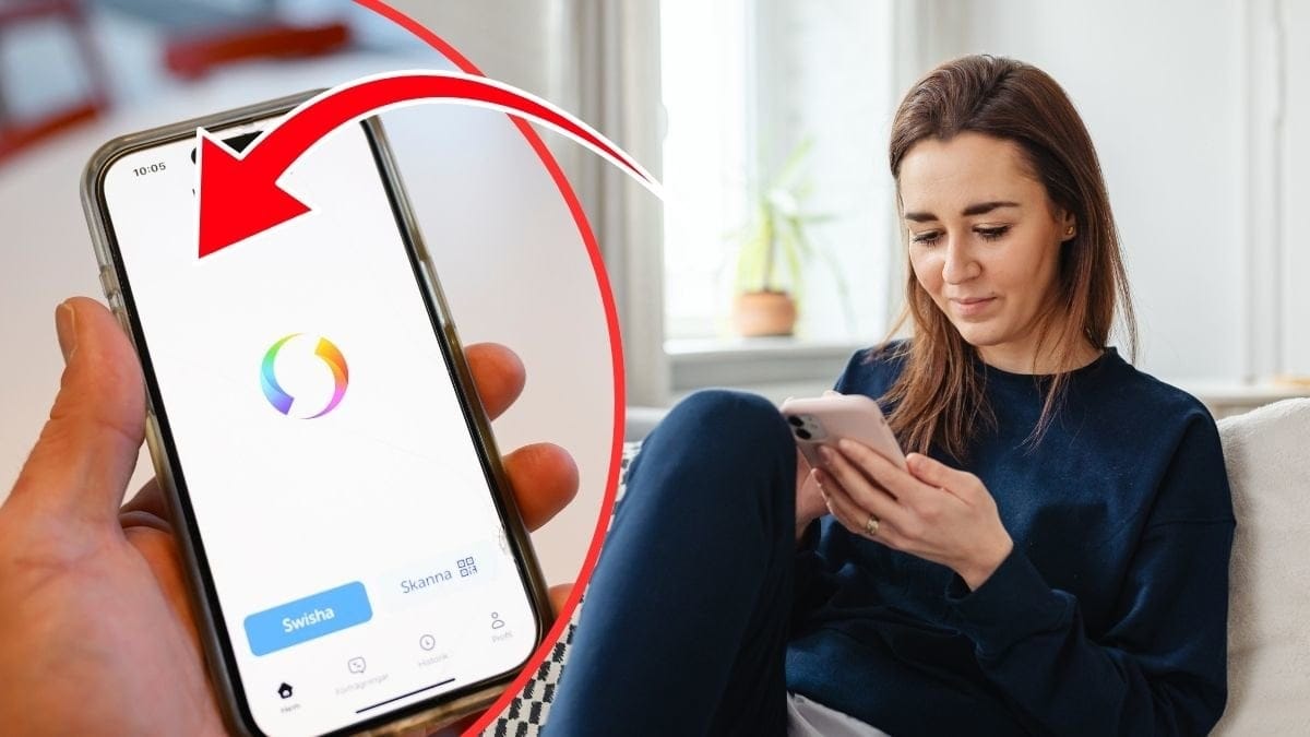 Swish, kvinna med mobil