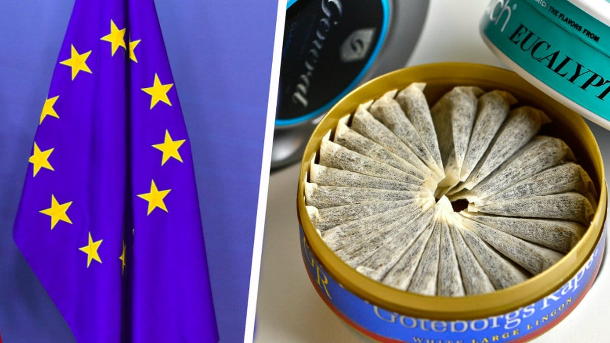 En Eu-flagga och en snusdosa