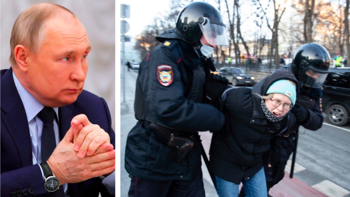 Rysk demonstrant gripen