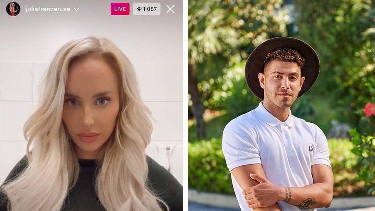 Screenprint från Julias livestream och bild på Benjamin