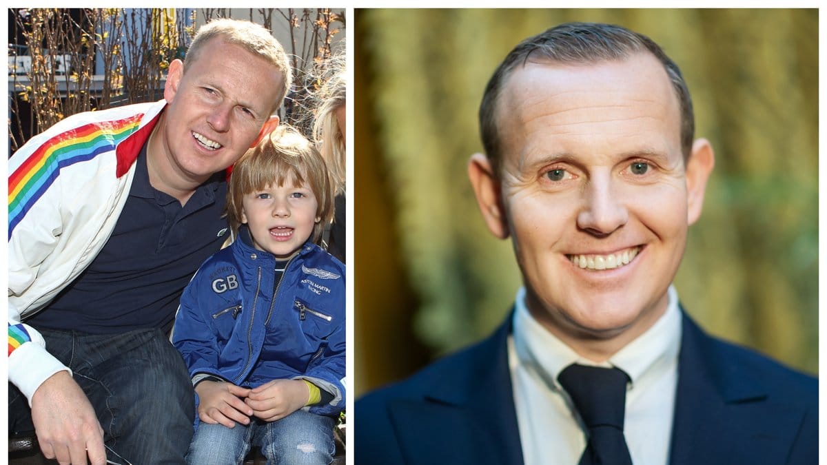 Måns Möller tillsammans med sonen Viggo. 