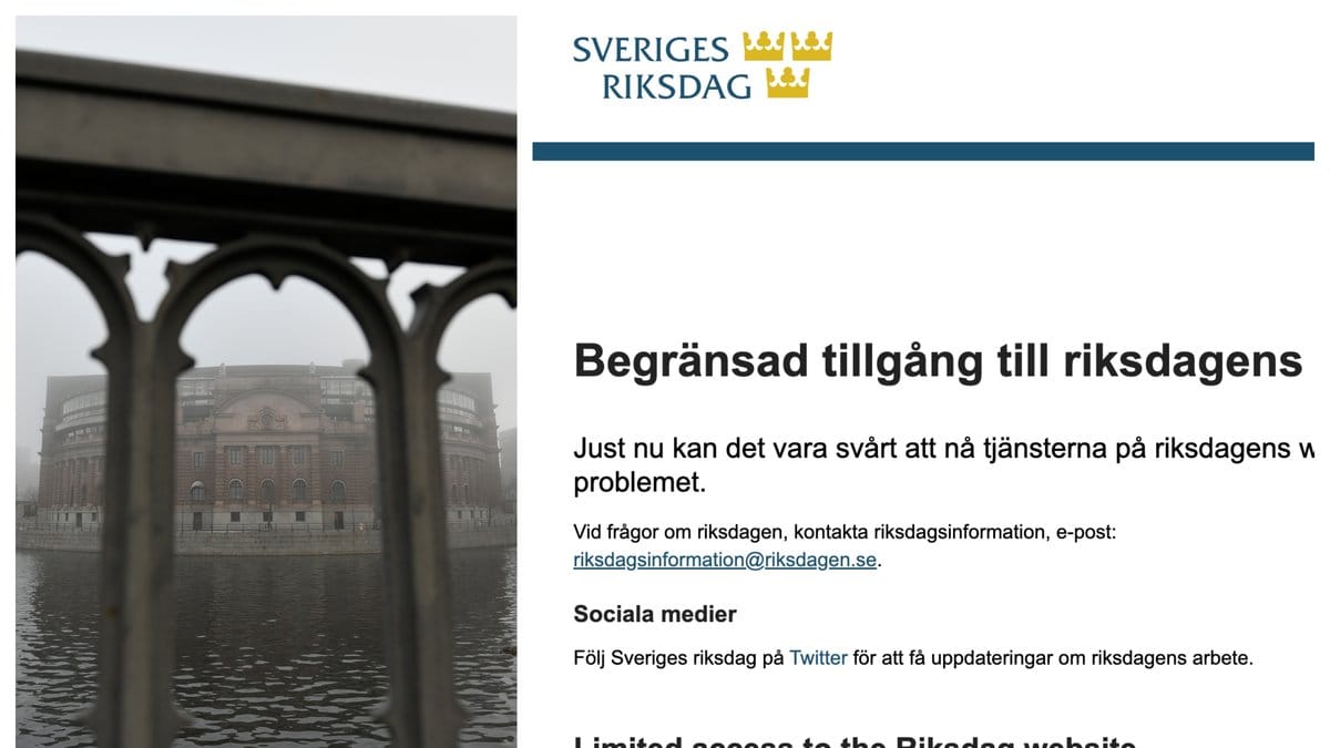 Riksdagens hemsida ligger nere.