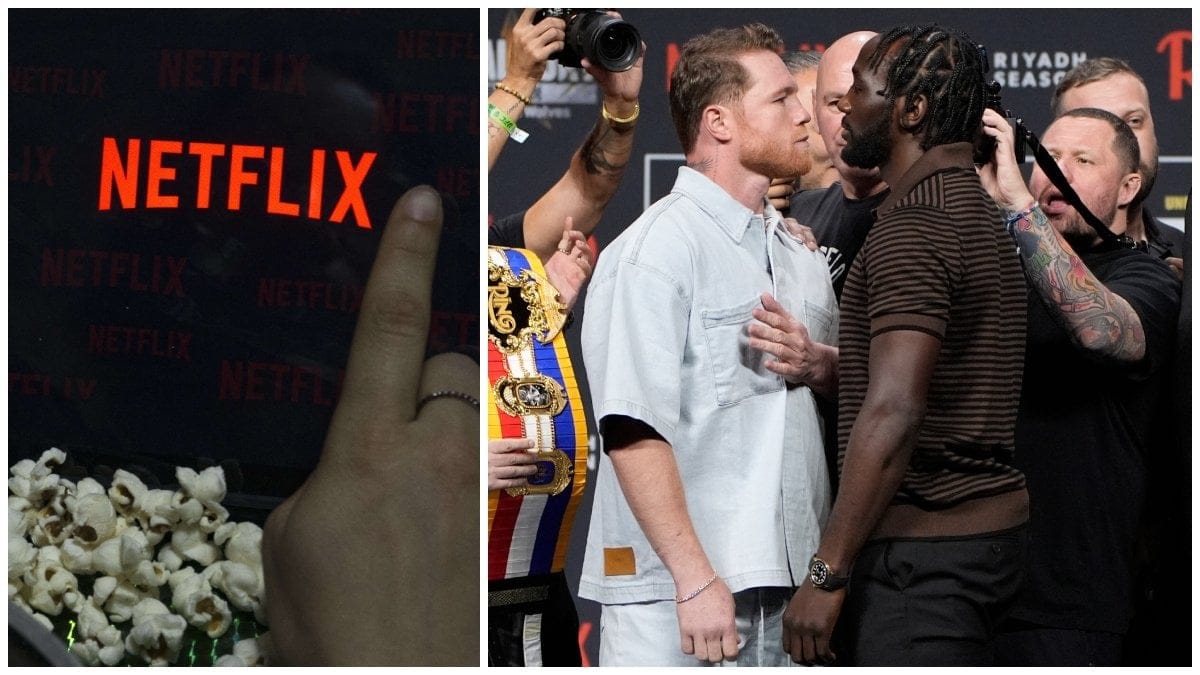 Netflix logga och Canelo Álvarez och Terence Crawford