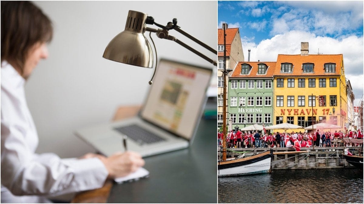 Jobbar hemifrån och Nyhavn i Köpenhamn