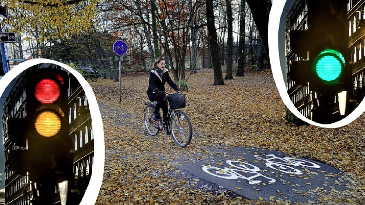 Cyklist på cykelväg