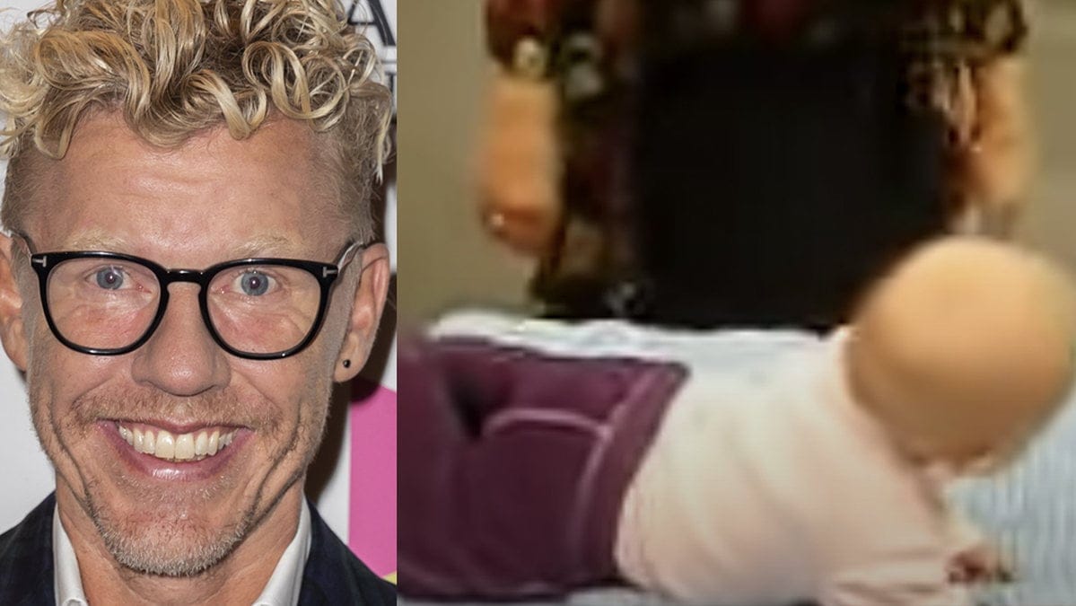 Bingo Rimér delade en video där Anna Wahlgren buffar på hans son