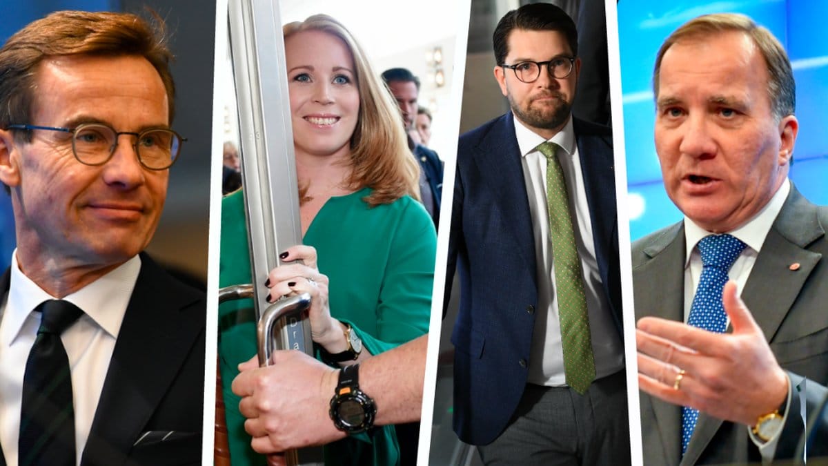 Ulf Kristersson, Annie Lööf, Jimmie Åkesson och Stefan Löfven. Kollage. 