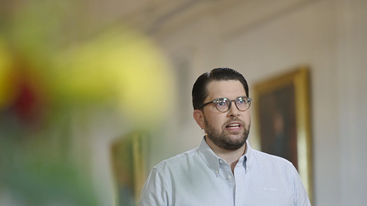 Jimmie Åkesson under sitt partiledartal i Almedalen.
