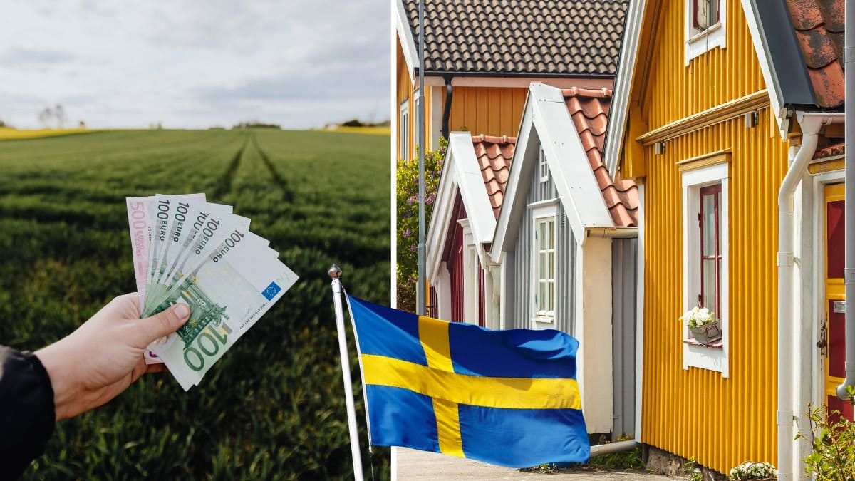 Svenska kontanter/pengar och ett svenskt hus.