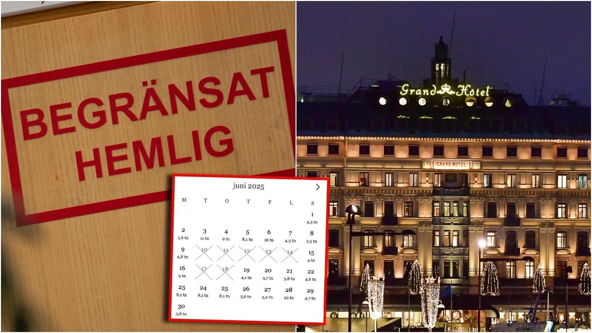 Skylt och Grand Hotel.