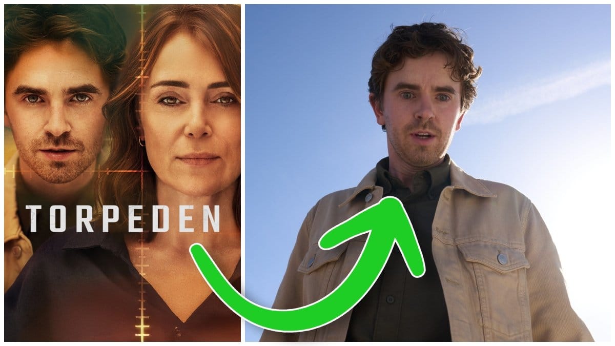 Omslagsbilden till Torpeden och Freddie Highmore i serien