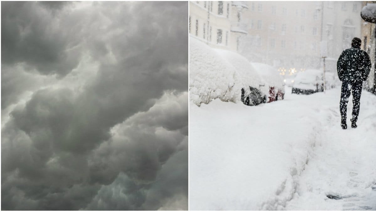 Man i snöstorm