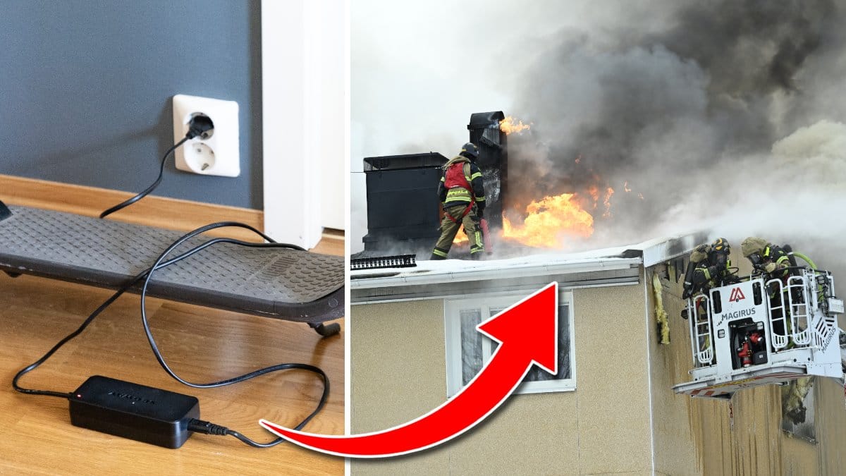 När ett litiumbatteri börjar brinna sprids giftig gas. Genrebild.