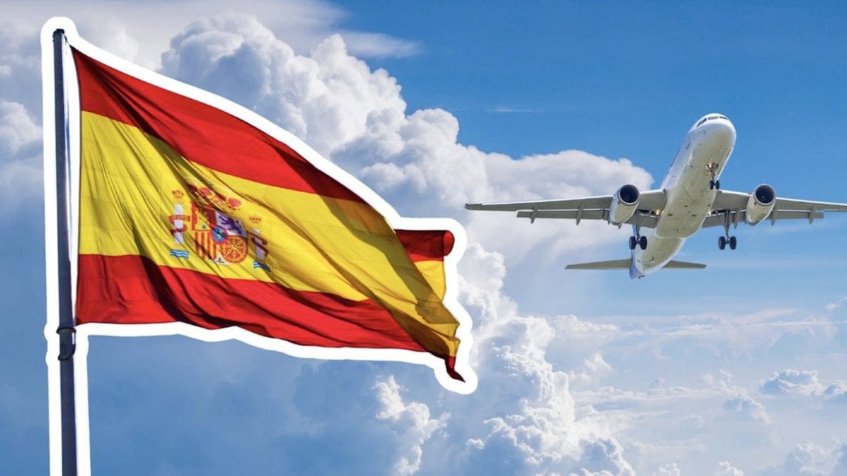 Spaniens flagga och ett flygplan