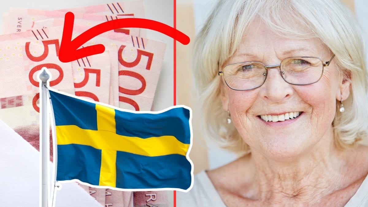 Pengar glad kvinna svensk flagga