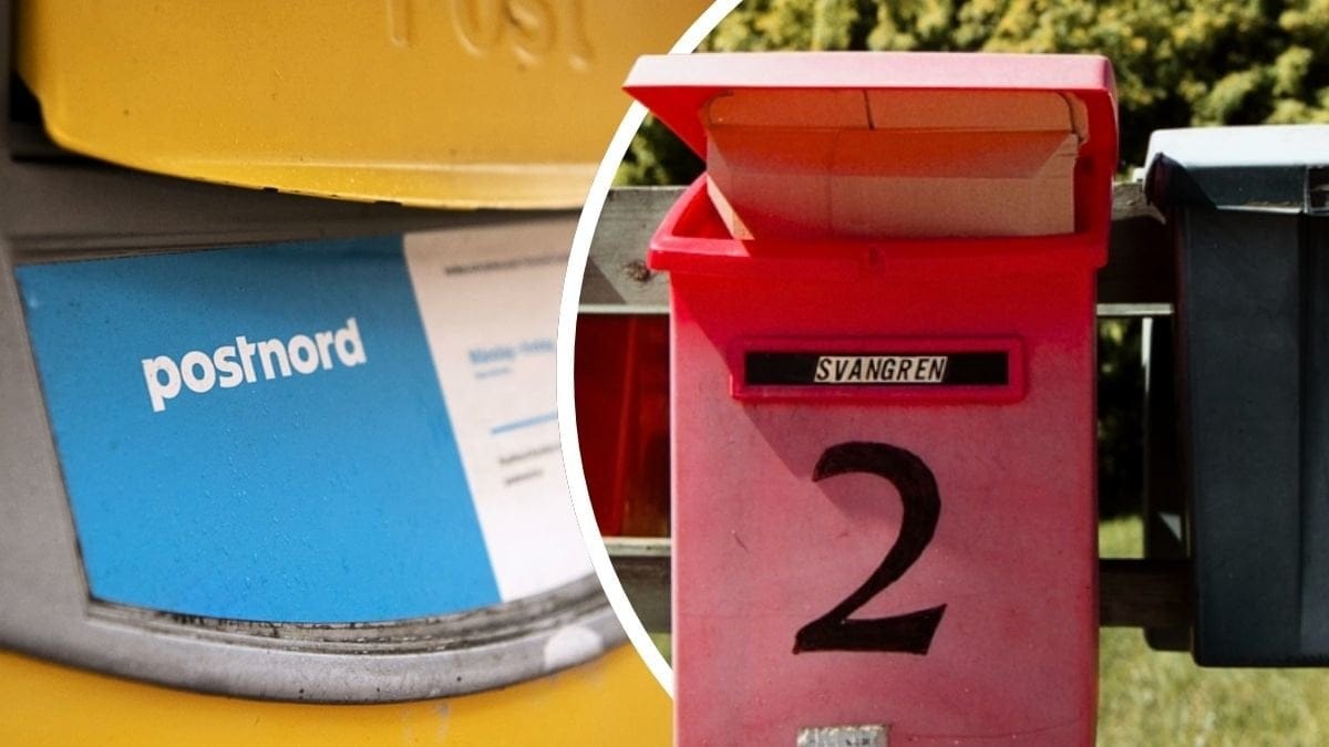 Postnord-brevlåda och postlåda längs väg