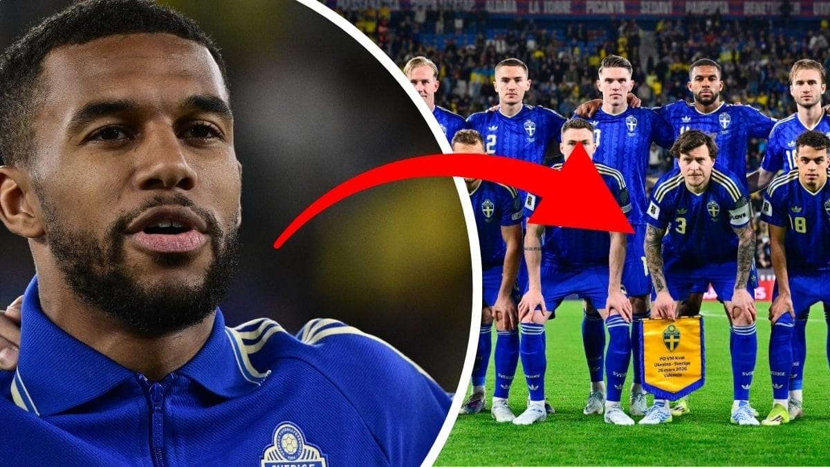 Isak Hien under matchen mot Ukraina i Valencia, vänster. Svenska landslaget i Valencia höger.