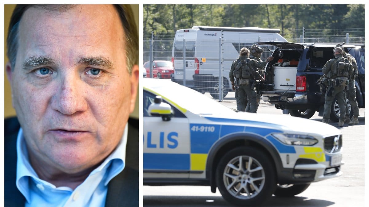 Stefan Löfven kommenterar gisslandramat vid Hällbyanstalten.