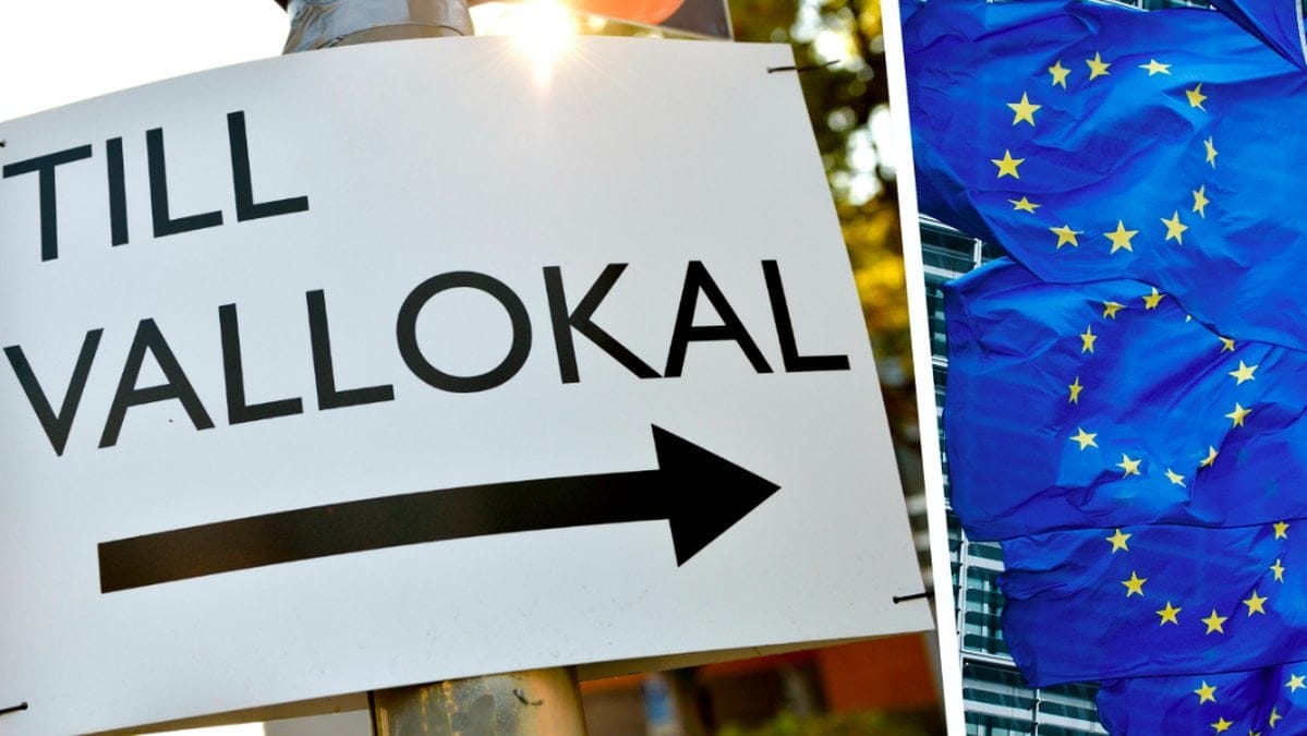 Vallkoalsskylt och EU-flaggor