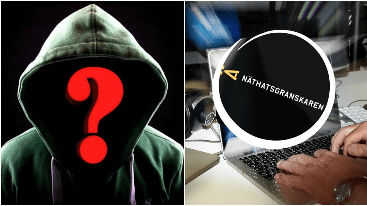 Bild på person i hoodie och bild på händer som skriver på en bärbar dator.