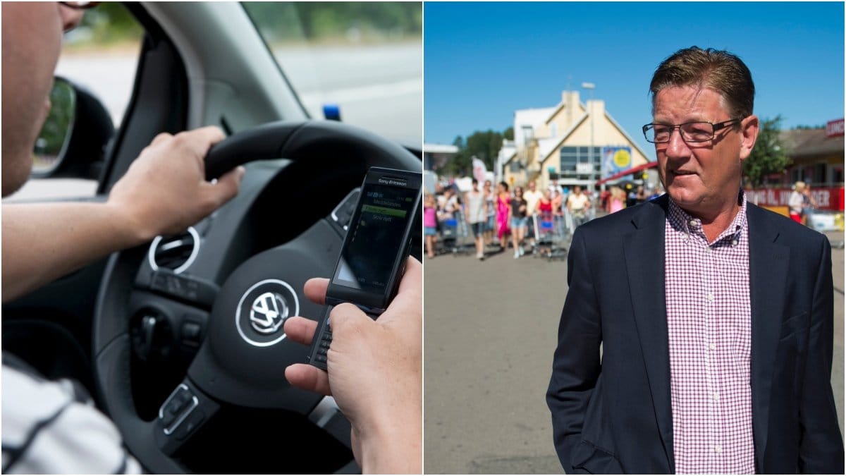 En bild på en person som håller i en mobil och en bild på Gekås-profilen Boris Lennerhov.