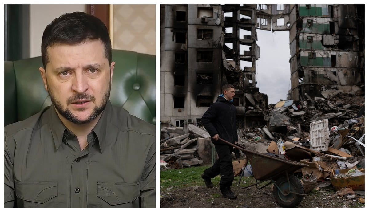 Volodymyr Zelenskyj höll tal.
