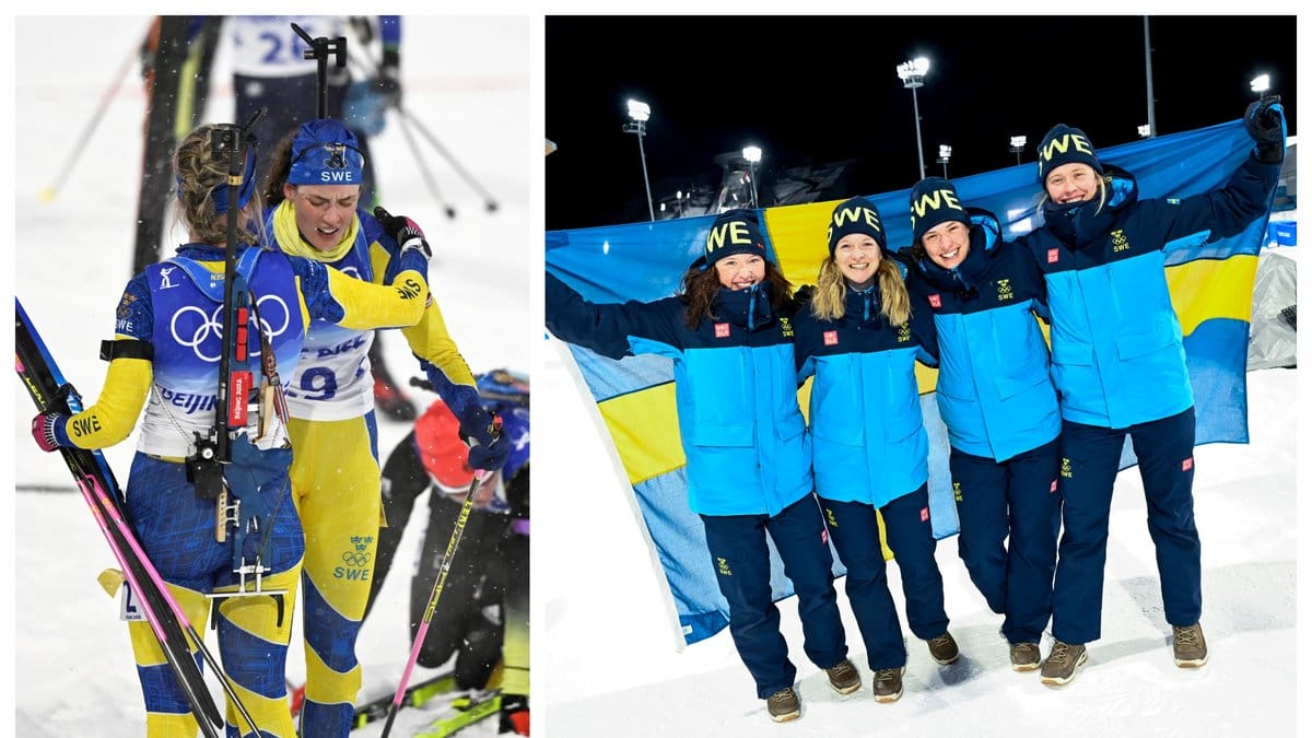 Skidskyttedamerna tog OS-guld i stafetten.