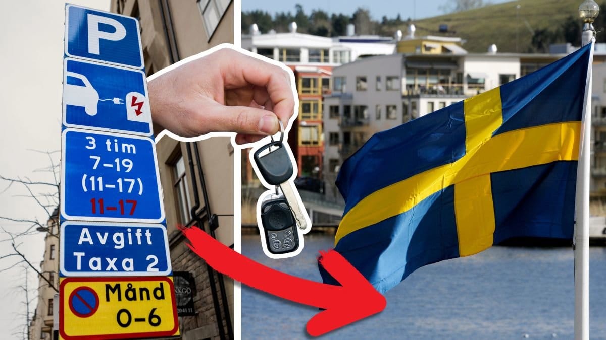 Elbilsladdning och svenska flaggan.