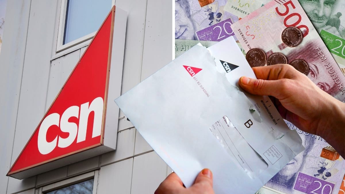 CSN och ett brev från CSN, samt svenska kontanter.