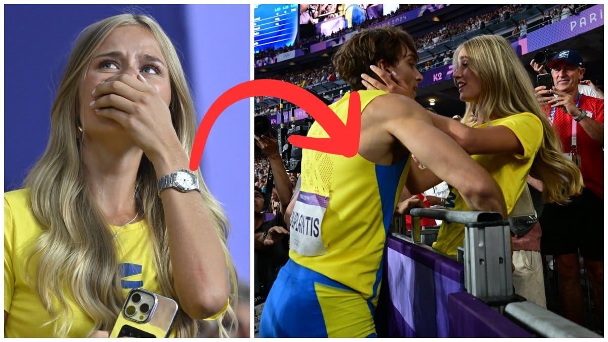 Flickvännen Desiré Inglander var på plats när Armand Duplantis tog OS-guld och satte nytt världsrekord i stavhopp.
