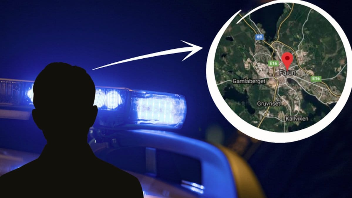 Siluett, blåljus, karta Falun