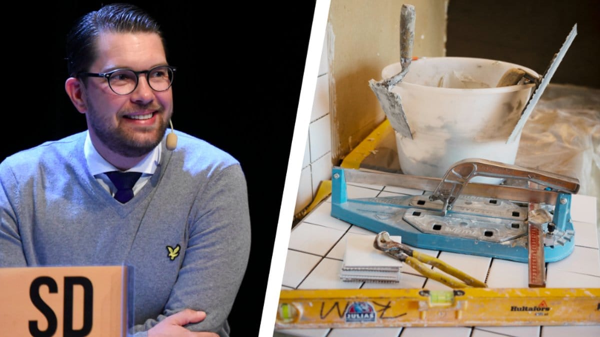 Jimmie Åkesson och kakel-verktyg
