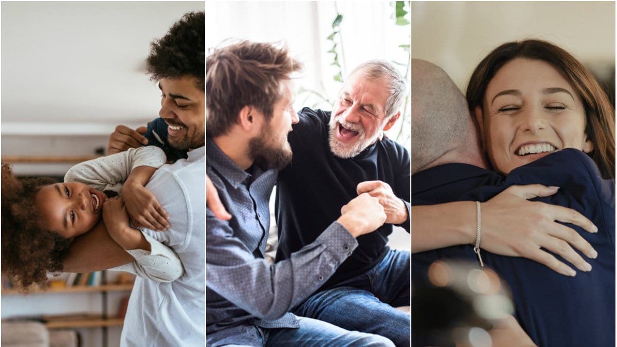 Collage med pappor och deras barn