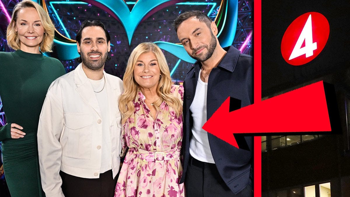 Panelen i Masked Singer Sverige och TV4:s lokaler på Gärdet