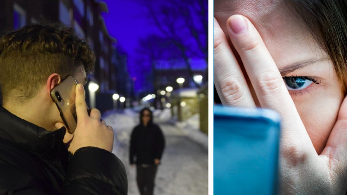 Genrebild av man som blir stalkad av kvinna