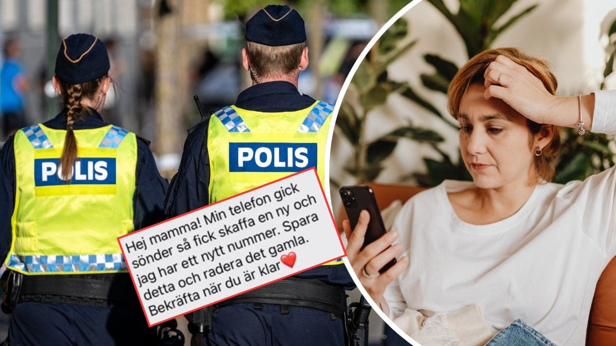 Poliser, kvinna med mobil