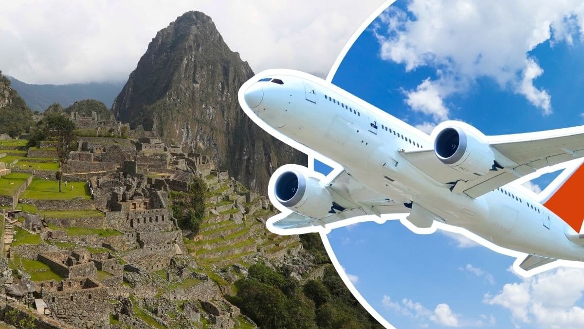 Machu Picchu och flygplan