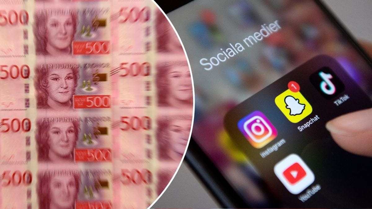 Bild på sedlar och snapchat.