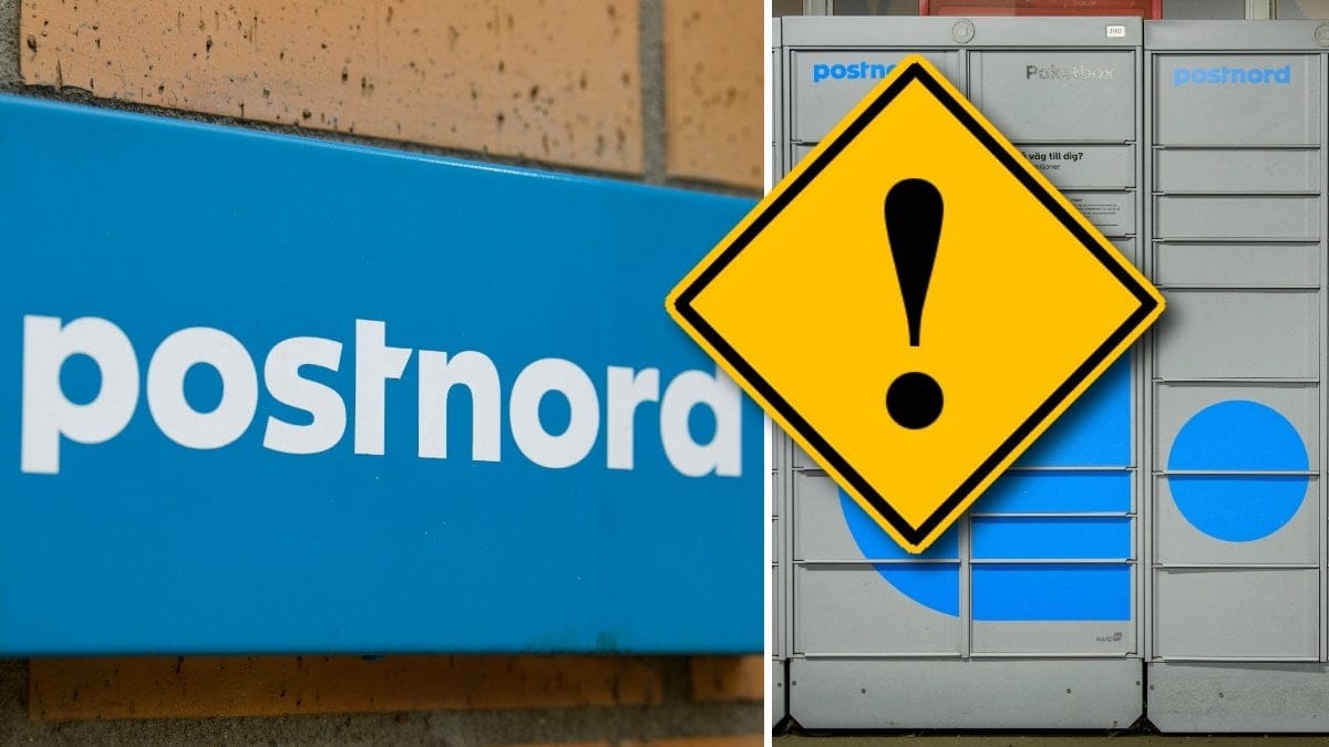 Bild på Postnord-loggan och ett paketskåp.