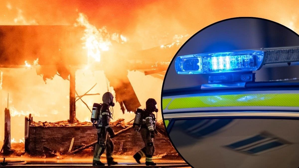 Polisbil och brandkår.