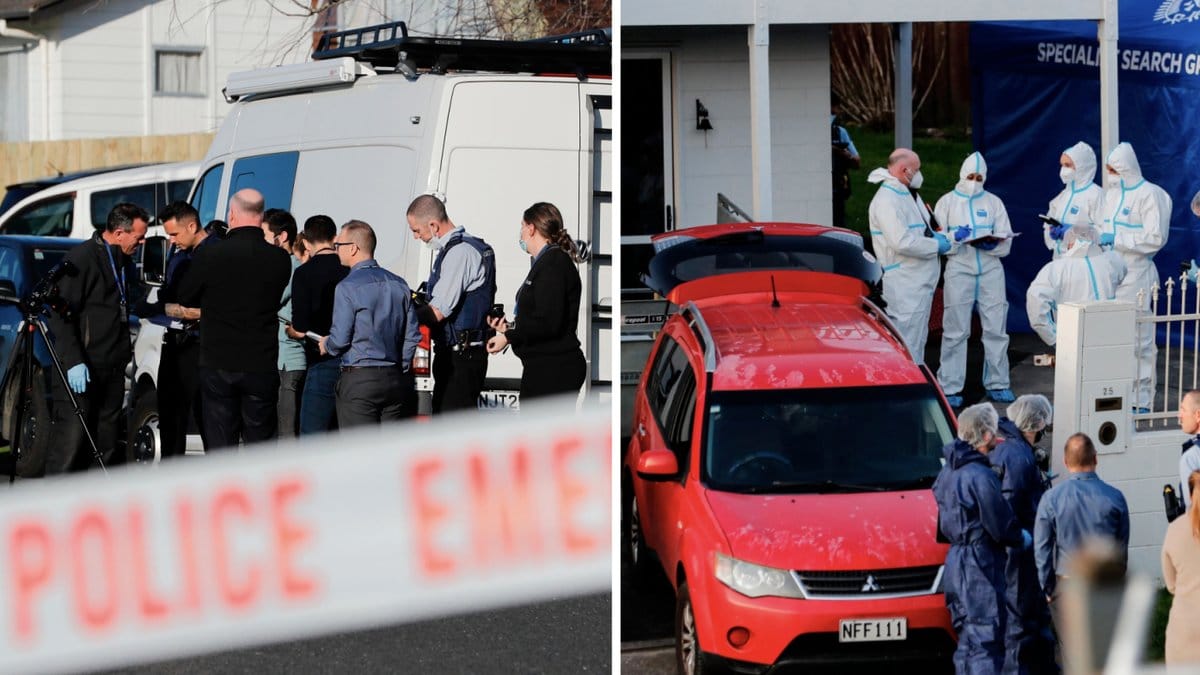 Bilder på polisens tekniker på plats.