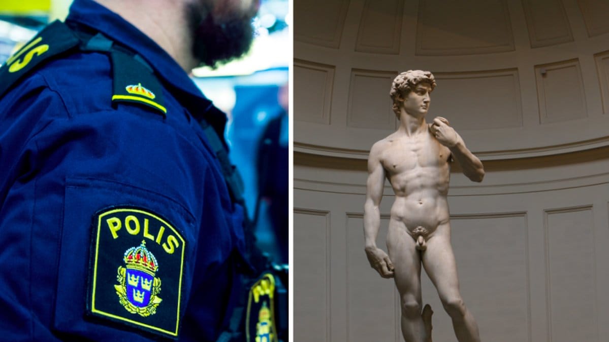Fyra nakna män på museum i Stockholm