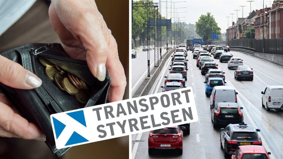 Plånbok med mynt, Transportstyrelsens logga och trafik på väg