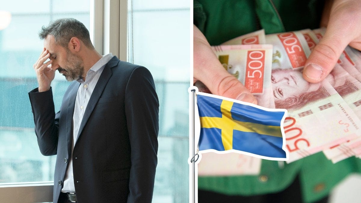 Ledsen man, Svensk flaga och pengar