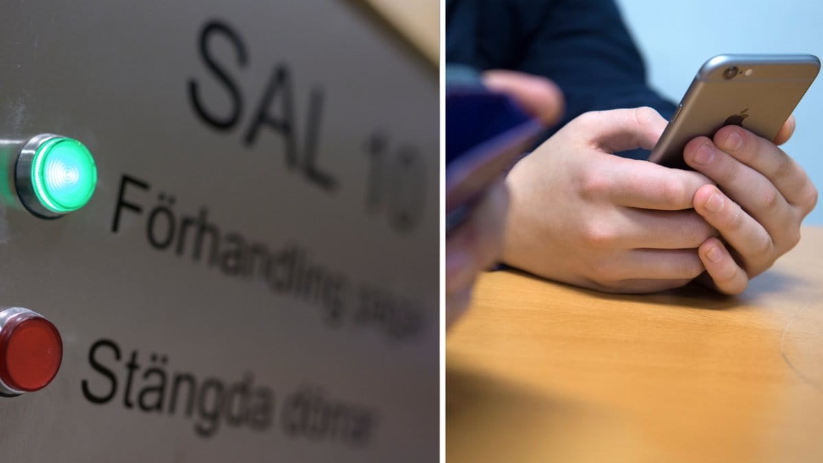 Genrebilder från tingsrätt och på mobiltelefin