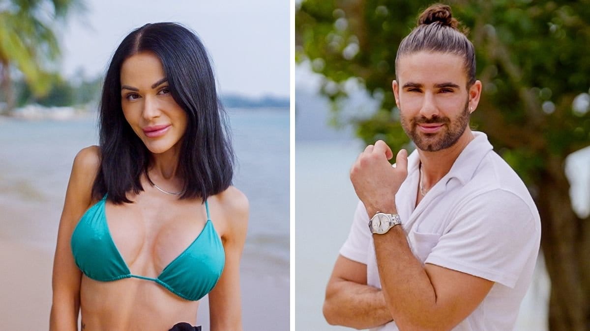 Victoria Eklund och Angelo Jovic på en strand