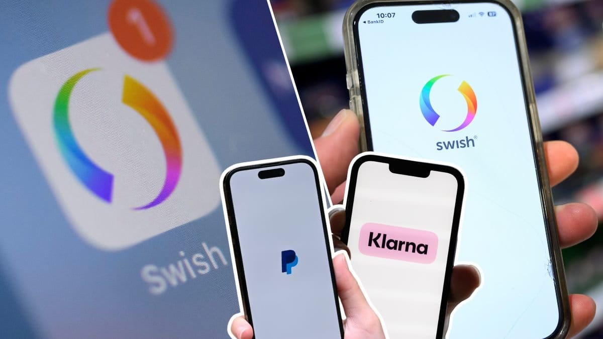 Swish-app, Klarna-app och Paypal-app.
