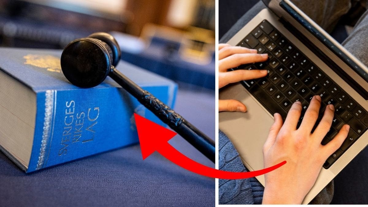 Lagbok vänster. Händer på tangentbord på en dator.