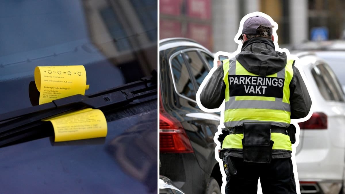 Parkeringsböter och en parkeringsvakt.